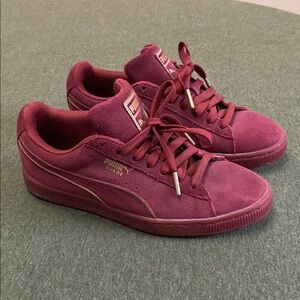 Puma Burgundy Suede Sneakers